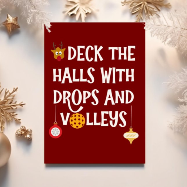 Cartes Pour Fêtes Annuelles Deck The Halls Drops Volleys Pickleball Noël (Pickleball Christmas card)