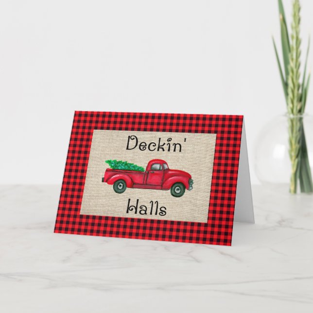 Cartes Pour Fêtes Annuelles Deckin Halls Christmas Tree Truck Card (Devant)