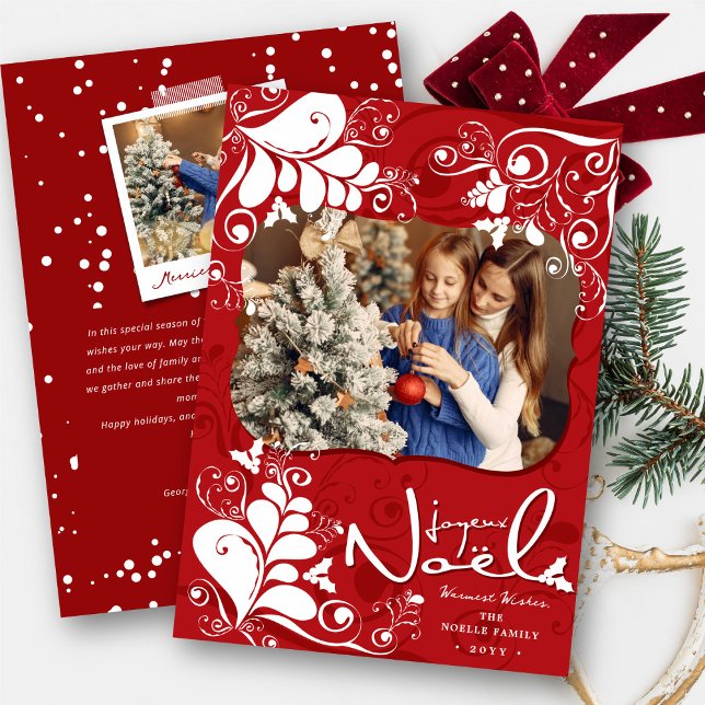 Cartes Pour Fêtes Annuelles Déco Mistletoes Feuilles Joyeux Noel Photo de Noël (Créateur téléchargé)