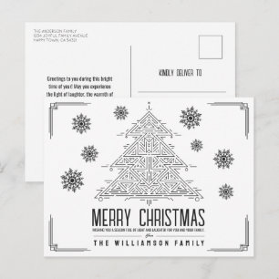 Cartes Pour Fêtes Annuelles Déco moderne Arbre de Noël Flammes de neige Noir B