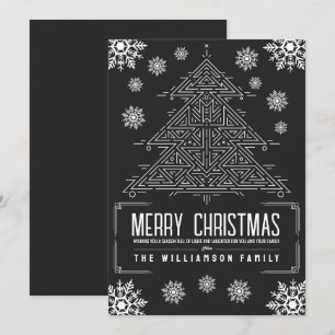 Cartes Pour Fêtes Annuelles Déco moderne Arbre de Noël Snowflakes Blanc Noir