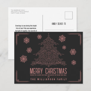 Cartes Pour Fêtes Annuelles Déco moderne Arbre de Noël Snowflakes rose noir