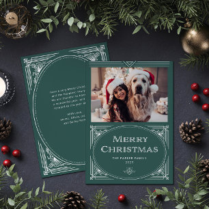 Cartes Pour Fêtes Annuelles Déco moderne   Vert élégant avec photo