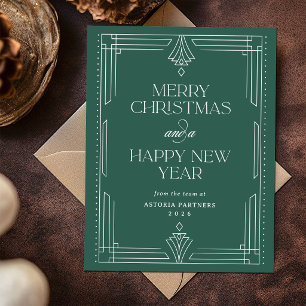 Cartes Pour Fêtes Annuelles Déco Vert Classique Noël d'Entreprise Élégant