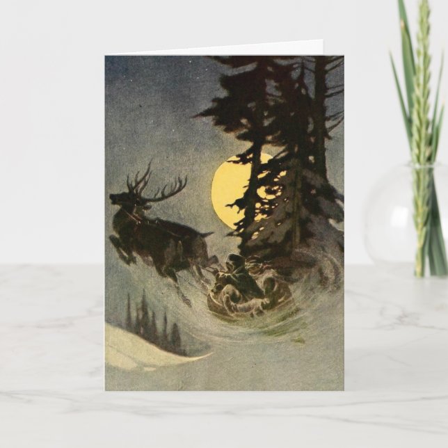 Cartes Pour Fêtes Annuelles Décollage de la traîneau à père Noël (Devant)