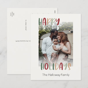 Cartes Pour Fêtes Annuelles Décontracté Colorful Joyeuses vacances Faded Photo