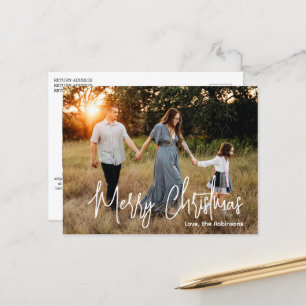 Cartes Pour Fêtes Annuelles Décontracté Script Photo moderne Noël