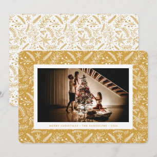 Cartes Pour Fêtes Annuelles Décor de Noël (Or) Photo Horizontale