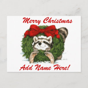 Cartes Pour Fêtes Annuelles Décor De Serres De Noël Et Raccoon