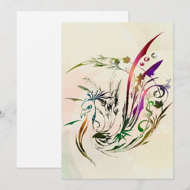Cartes Pour Fêtes Annuelles Décor Peacock | Design moderne (Devant / Derrière)