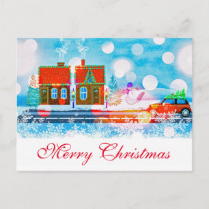Cartes Pour Fêtes Annuelles Décor rouge simple et élégant Neige Joyeux Noël
