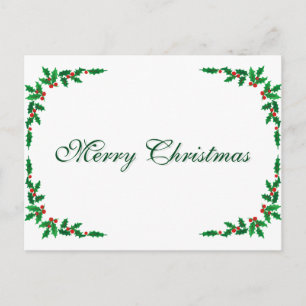 Cartes Pour Fêtes Annuelles Décor simple et élégante feuille verte Joyeux Noël