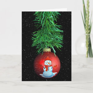 Cartes Pour Fêtes Annuelles décoration de Noël bonhomme de neige avec flocons