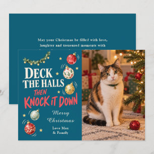 Cartes Pour Fêtes Annuelles Décoration de Noël Photo drôle de chat de Noël