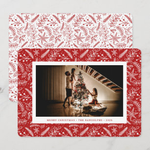 Cartes Pour Fêtes Annuelles Décoration de Noël (Rouge) Photo Horizontale