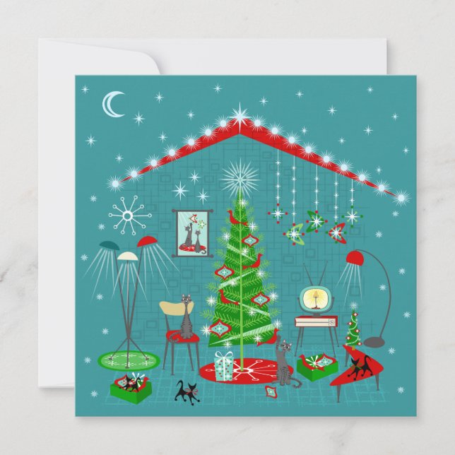 Cartes Pour Fêtes Annuelles Décoration de vacances rétro (Devant)