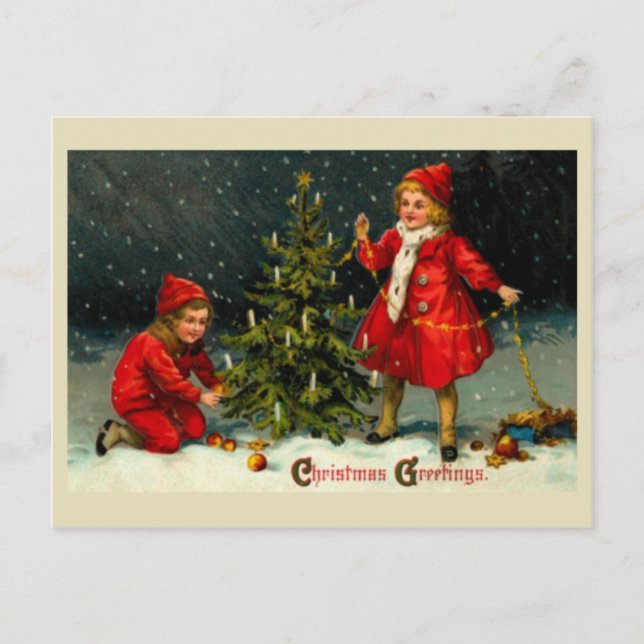 Cartes Pour Fêtes Annuelles Décoration des enfants des arbres de Noël (Devant)