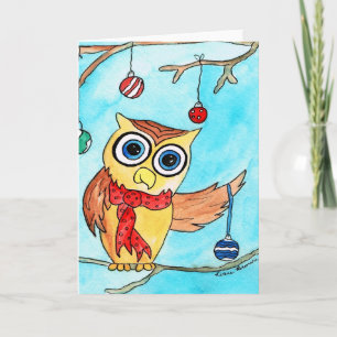 Cartes Pour Fêtes Annuelles Décoration du hibou de Noël
