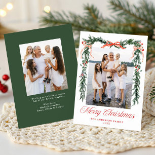 Cartes Pour Fêtes Annuelles Décoration élégante de ruban rouge Joyeux Noël Pho