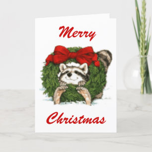 Cartes Pour Fêtes Annuelles Décoration et raton laveur de guirlande de Noël