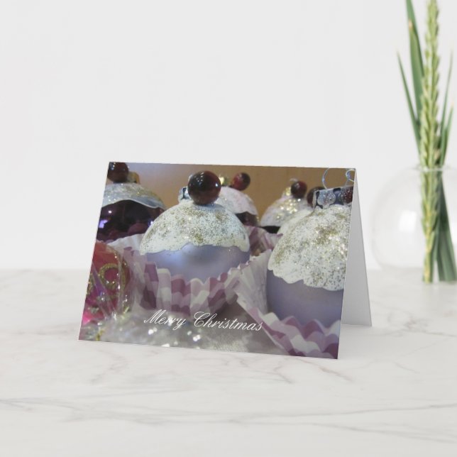 Cartes Pour Fêtes Annuelles Décorations d'arbres à cupcake de Noël (Devant)