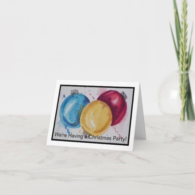 Cartes Pour Fêtes Annuelles Décorations de boules de Noël en aquarelle (Devant)