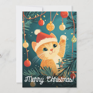 Cartes Pour Fêtes Annuelles Décorations de sapin de Noël en forme de chat joue