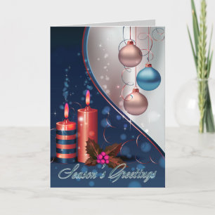 Cartes Pour Fêtes Annuelles Décorations rouges et bleues de bougie de Noël