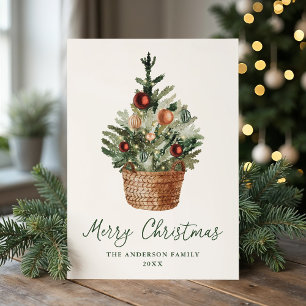Cartes Pour Fêtes Annuelles Décorations rustiques de sapin de Noël Crème Non-P