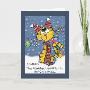 Cartes Pour Fêtes Annuelles Décoré Cat-PURRfect Noël pour Frère
