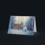 Cartes Pour Fêtes Annuelles Deer & Snowman Christmas Snow<br><div class="desc">Une rondelle blanche grignote le nez de la carotte d'un bonhomme de neige de Noël alors qu'un mignon petit lapin de lapin supplie le cerf de partager un morceau. Mais ça appartient vraiment au bonhomme de neige, n'est-ce pas ? OEuvre d'art réaliste créée à partir d'une peinture à l'huile originale...</div>