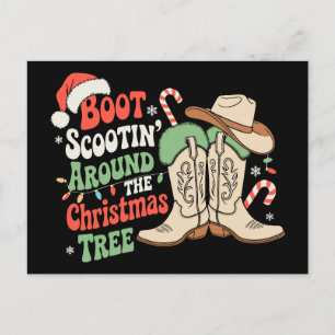 Cartes Pour Fêtes Annuelles Défilé de bottes autour du sapin de Noël Western
