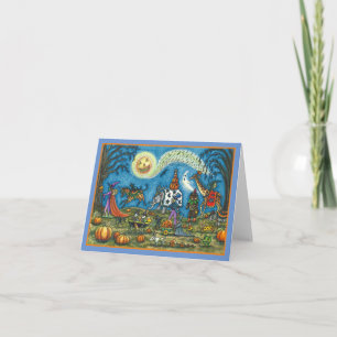 Cartes Pour Fêtes Annuelles DÉFILÉ D'HALLOWEEN Sorcière Girafe Zèbre Skelly BL