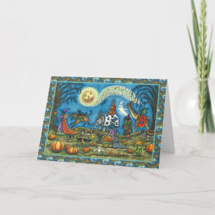 Cartes Pour Fêtes Annuelles DÉFILÉ D'HALLOWEEN Sorcière Girafe Zèbre Skelly BL