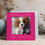 Cartes Pour Fêtes Annuelles Définir Naughty | 5 Collage photo | Noël<br><div class="desc">Envoyez une fête cette année avec une carte de Noël rose personnalisée ! Notre design comprend une grande image portant votre nom, votre nom de famille et l'année, ainsi qu'un vibrant collage photo de quatre photos supplémentaires au dos. Prêt à définir le coquin ? Envoyez cette carte festive et laissez...</div>