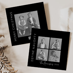 Cartes Pour Fêtes Annuelles Définir Naughty 5 Photo Collage Noël