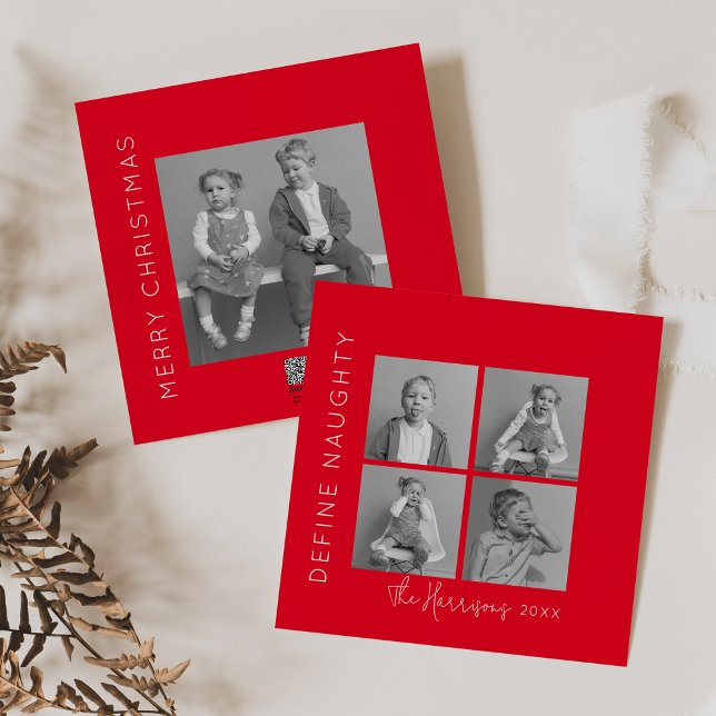 Cartes Pour Fêtes Annuelles Définir Naughty | 5 Photo Collage Noël (Créateur téléchargé)