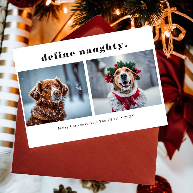 Cartes Pour Fêtes Annuelles Définir Naughty Funny Pet Dog Photo Noël (Créateur téléchargé)