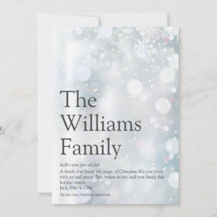 Cartes Pour Fêtes Annuelles Définition de famille Message de Noël d'hiver