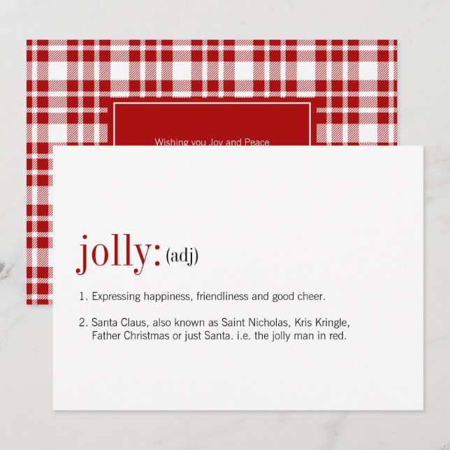 Cartes Pour Fêtes Annuelles Définition de Jolly Noël (Devant / Derrière)