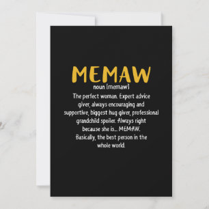 Cartes Pour Fêtes Annuelles Définition de l'art de la mère Memaw