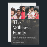 Cartes Pour Fêtes Annuelles Définition de Noël Famille Tableau Craie Photo<br><div class="desc">Partagez la définition que votre famille donne à la période des fêtes de Noël avec ces élégantes cartes de vœux bohèmes. Vos photos spéciales et votre message sont mis en valeur avec une typographie moderne sur des flocons de neige dorés sur fond tableau noir. Conçus par Thisisnotme©</div>