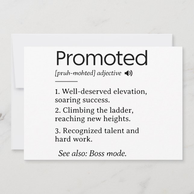 Cartes Pour Fêtes Annuelles définition drôle de collaborateur promue (Devant)