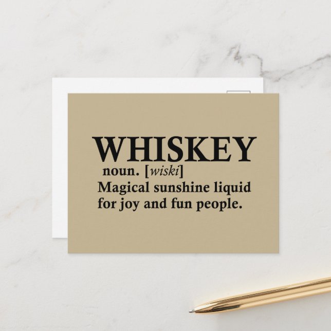 Cartes Pour Fêtes Annuelles Définition Whiskey drôle alcool dire des cadeaux (Devant/Arrière en situation)