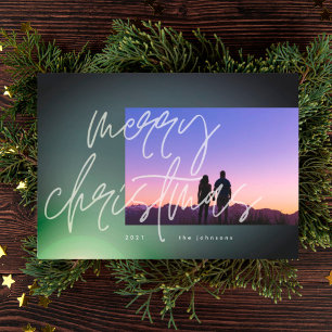 Cartes Pour Fêtes Annuelles Dégradé de Noël Elegant Green Glow