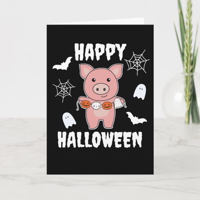 Cartes Pour Fêtes Annuelles Déguisement Chauve-Souris Citrouille Halloween Coc (Devant)
