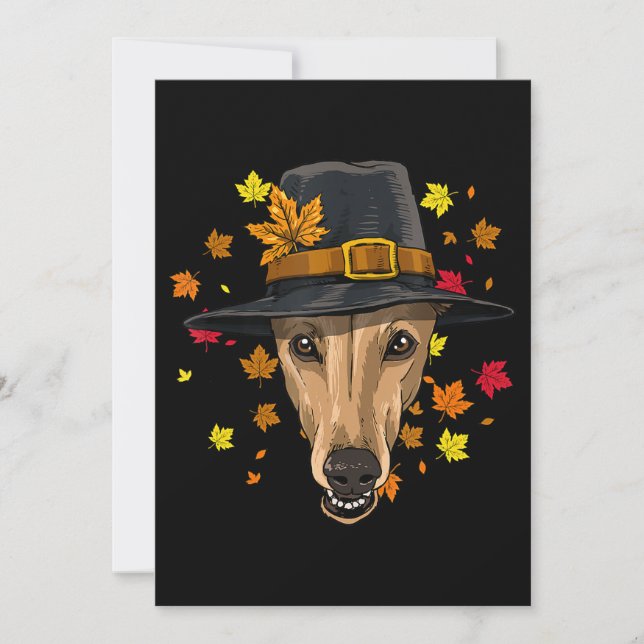 Cartes Pour Fêtes Annuelles Déguisement de Pèlerin Greyhound de Thanksgiving H (Devant)