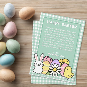 Cartes Pour Fêtes Annuelles Déjeuner de Pâques & Chasse aux œufs Green Gingham