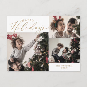 Cartes Pour Fêtes Annuelles Delicate Gold Happy Holidays 3 Photo Newsletter