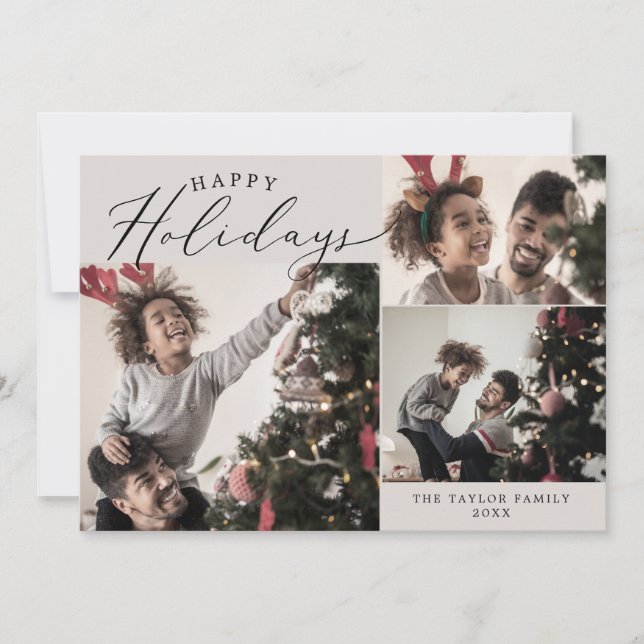 Cartes Pour Fêtes Annuelles Delicy Greige Happy Holidays 4 Photo Newsletter (Devant)